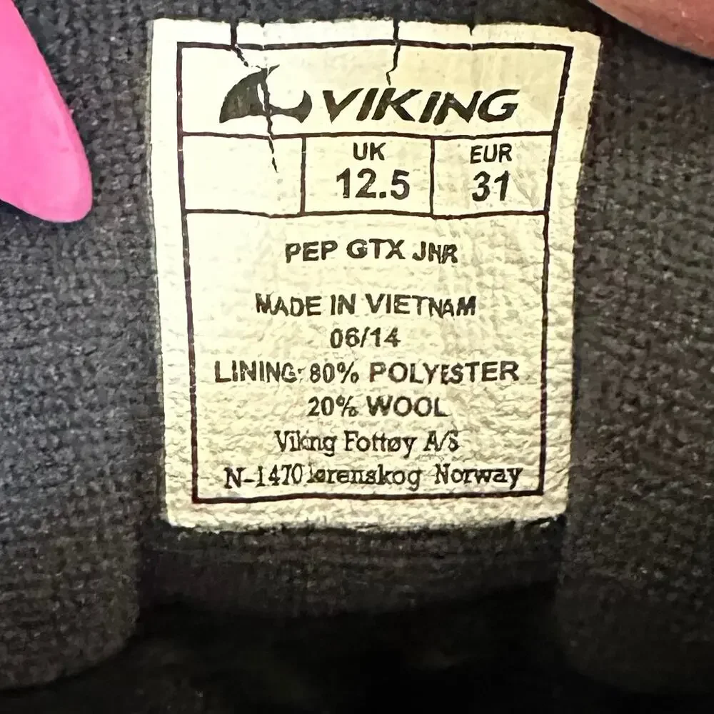 Viking pep‎ gtx jnr sneaker mid rugged shoes gray pink trim us 1 see chart - Picture 8 of 9